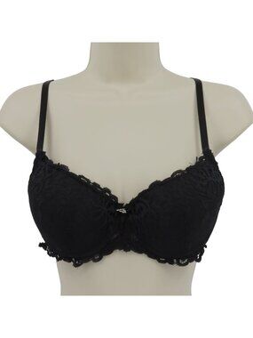 XOXO Women 34B 2041-70 Push Up Bra Black Floral Flower Lace Underwire Padded